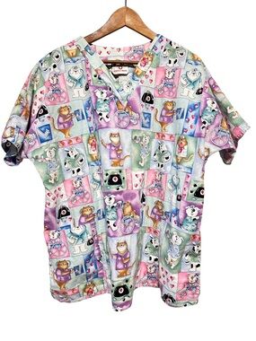 WHITE CROSS Scrub Top Nurse Veterinary Cute Animals Kawaii Workwear